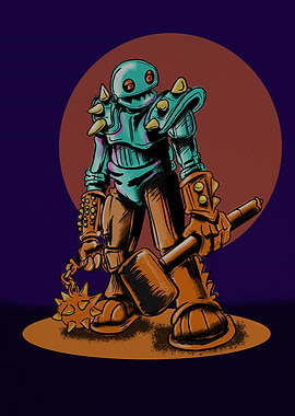 Spiked Robot Warrior with Mace