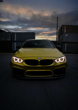 Yellow BMW M4 Front View