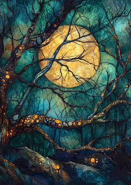 Mystical Moonlit Forest