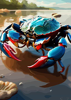 Colorful Crab on the Beach