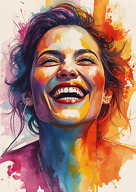 Colorful Portrait of a Laughing Woman