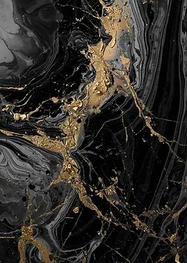 Black and Gold Abstract Marble Texture