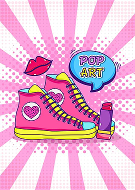 Pop Art Shoes and Lipstick Illustration