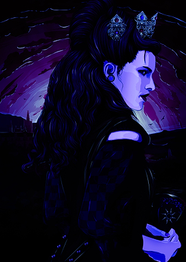 Dark Queen Portrait in Blue