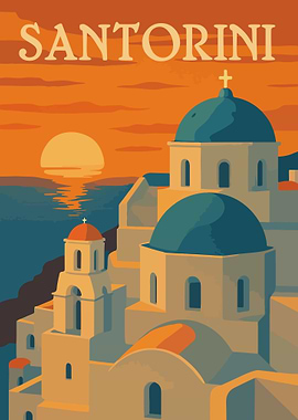 Santorini Travel Poster
