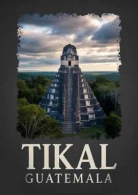 Tikal Guatemala Ancient Mayan Temple Poster