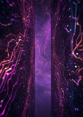 Abstract Purple Circuit Board Tunnel