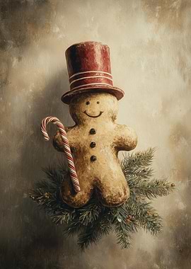 Gingerbread Man with Candy Cane