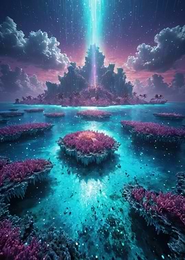 Luminescent Coral Island — Dreamlike Fantasy Seascape