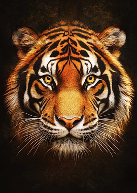 Tiger Portrait with Intense Gaze