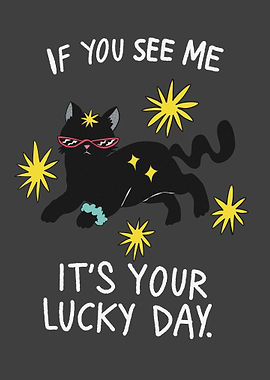 Lucky Black Cat Illustration