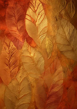 Golden Leaves Abstract Art