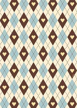 Heart Diamond Pattern in Brown and Blue