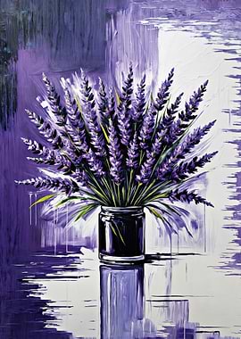 Lavender Bouquet in Jar Painting