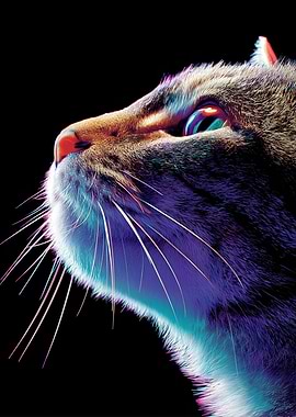 Cat Profile with Neon Lighting