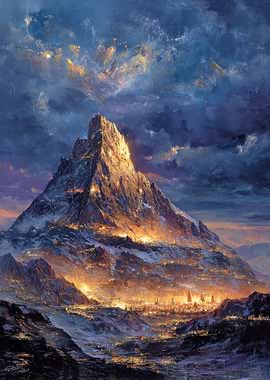 Mountain Cityscape at Night