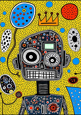 Abstract Robot Portrait with Crown