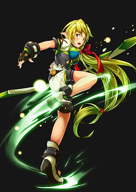 Anime Elf Warrior in Action Pose