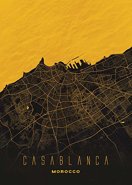 Casablanca, Morocco City Map Artwork - Modern Minimalist Street Map of Casablanca's Iconic Urban Landscape