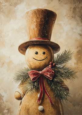 Gingerbread Man with Top Hat Painting