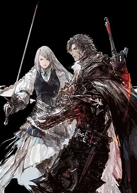 Fantasy Warriors with Swords on Black