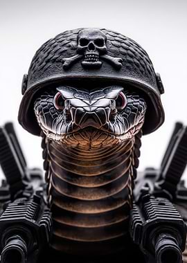 Military Snake with Helmet and Guns