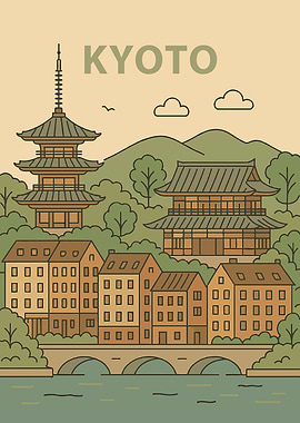 Kyoto Vintage Illustration