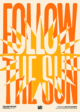 Follow the Sun Retro Typography Poster – Mid-Century Modern Wall Art Print, Bold Graphic Decor