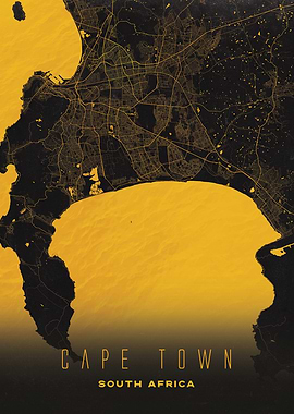 Cape Town, South Africa City Map Artwork - Modern Minimalist Street Map of Cape Town's Iconic Urban Landscape