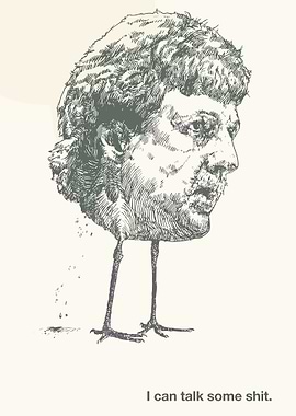 Man with bird legs illustration