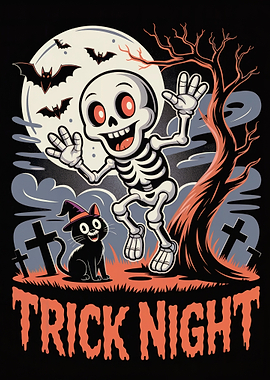 Halloween Trick Night Cartoon Illustration