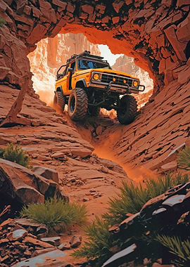 Yellow Off-Road Vehicle in Canyon