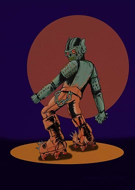 Zombie Roller Skater with Spikes
