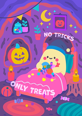 Cute Halloween Ghost: No Tricks, Only Treats