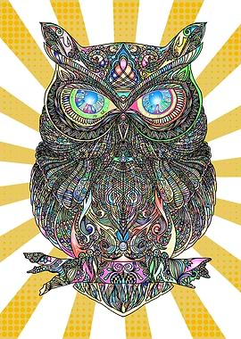 Colorful Psychedelic Owl Illustration