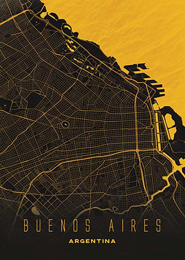 Buenos Aires, Argentina City Map Artwork - Modern Minimalist Street Map of Buenos Aires's Urban Landscape