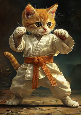 Karate Cat Ready to Strike