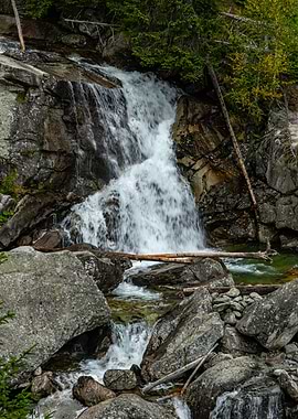 Waterfall cascading over rocks in nature
