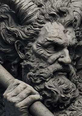 Detailed Statue of a Bearded Man