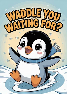 Waddle You Waiting For Cute Penguin