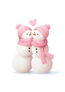 Snowman Couple in Love