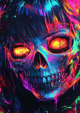 Colorful Skull Anime Girl