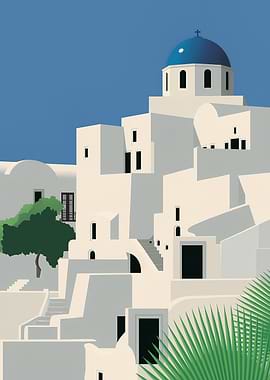 Santorini Architecture Illustration
