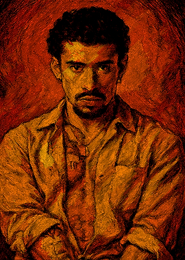 Bad bunny Portrait in Orange Hues