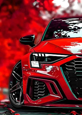 Red Audi Car Close-Up