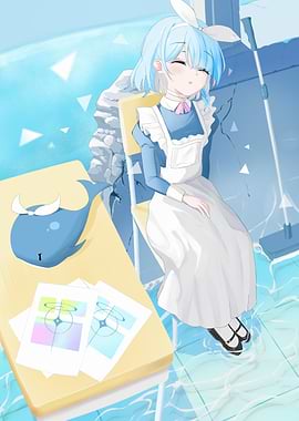 Anime Girl Resting After Cleaning