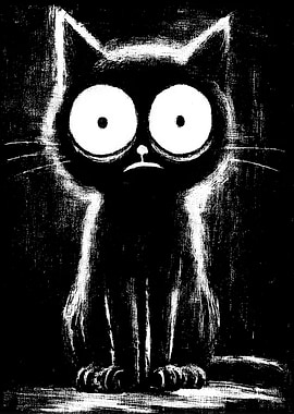 Black and White Cartoon Cat