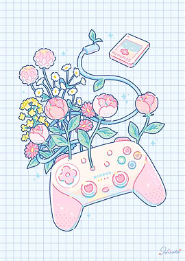 Floral Gaming Controller with Memory Card