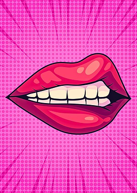 Pop Art Lips with Pink Background