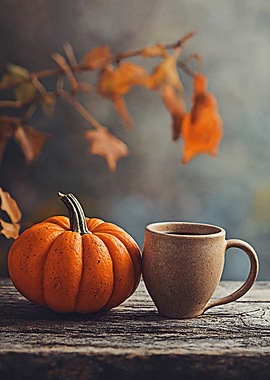 Autumn Still Life: Pumpkin and Coffee